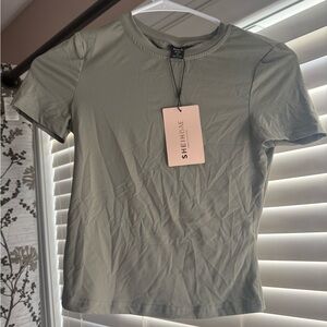 SHEIN BAE Olive Green Short Sleeve Top
